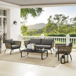 Ashby Loveseat - Gray/Black/Natural - Linon -Sunnydaze Decor Store GUEST 0c55346f 9cad 4817 8995 9d1449212878