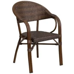 Merrick Lane Wicker Rattan Patio Chair With Curved Back And Aluminum Bamboo Frame -Sunnydaze Decor Store GUEST 0cbb616b bfb1 460e 8891 701f041cebcf