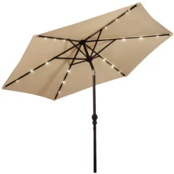 Costway 9ft Market Patio Umbrella W/Solar Lights & 40 LBS Steel Umbrella Stand -Sunnydaze Decor Store GUEST 0d604341 52cf 432f a9a7 be3ad406f862