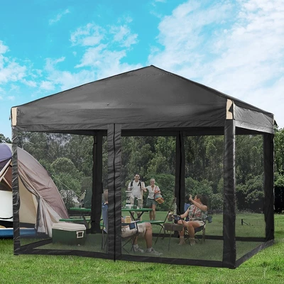 Aoodor 10' X 10' Pop Up Canopy Tent With Removable Mesh Sidewalls, Portable Instant Shade Canopy With Roller Bag 5 Aoodor 10' X 10' Pop Up Canopy Tent With Removable Mesh Sidewalls, Portable Instant Shade Canopy With Roller Bag - Image 3