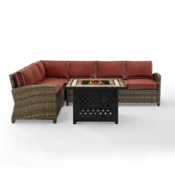 Bradenton 5pc Outdoor Wicker Sectional Set With Fire Table - Crosley -Sunnydaze Decor Store GUEST 0df6fa3e cc5c 4b64 a32d 5bace352c284