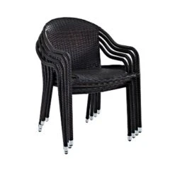 Palm Harbor 4pk Outdoor Wicker Stackable Chairs - Brown - Crosley -Sunnydaze Decor Store GUEST 0f13b4b8 e273 4001 bdd6 fee939aa1db2