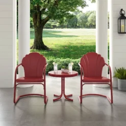 3pc Tulip Seating Set - Red - Crosley -Sunnydaze Decor Store GUEST 0f2b0f26 4e61 4f91 8f12 e324185d101c