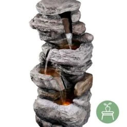 Teamson Home 39.37" Outdoor Faux Stone 4-Tier Water Fountain With LED, Gray 23 Teamson Home 39.37" Outdoor Faux Stone 4-Tier Water Fountain With LED, Gray -Sunnydaze Decor Store GUEST 0f6ada32 6a45 48db bfdf 1c825532960a