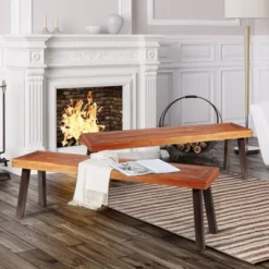 Costway Set Of 2 Patio Acacia Wood Dining Bench With Rustic Steel Legs Outdoor Indoor 15 Costway Set Of 2 Patio Acacia Wood Dining Bench With Rustic Steel Legs Outdoor Indoor -Sunnydaze Decor Store GUEST 0f9053e4 a831 4bfc 9155 694f393ac4d4