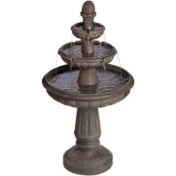 John Timberland Italian Style 3 Tier Outdoor Floor Water Fountain With Light LED 43" High Gray Faux Stone Garden Patio Backyard -Sunnydaze Decor Store GUEST 0fa68085 28d8 4a1a ac41 1e55f1982981
