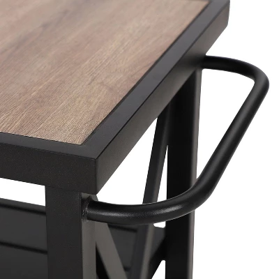 Outdoor Double Shelf Movable Steel Rectangle Cart Table - Captiva Designs 5 Outdoor Double Shelf Movable Steel Rectangle Cart Table - Captiva Designs - Image 3