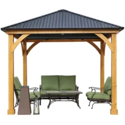 Aoodor Patio Solid Wooden Gazebo 10 X 10 Ft. Hardtop Roof For Garden 15 Aoodor Patio Solid Wooden Gazebo 10 X 10 Ft. Hardtop Roof For Garden -Sunnydaze Decor Store GUEST 10112b6d 78a6 4657 bf09 d1fa35feac80