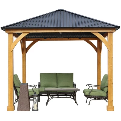 Aoodor Patio Solid Wooden Gazebo 10 X 10 Ft. Hardtop Roof For Garden 9 Aoodor Patio Solid Wooden Gazebo 10 X 10 Ft. Hardtop Roof For Garden - Image 7