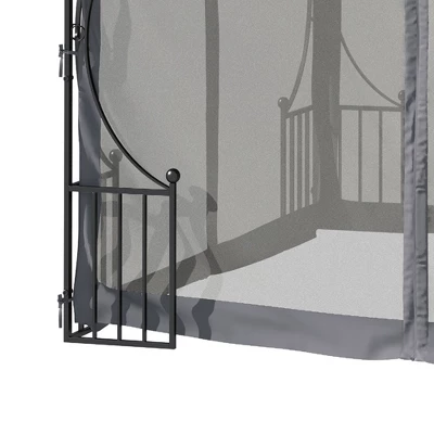 Outsunny 10' X 10' Patio Gazebo Canopy Outdoor Pavilion With Mesh Netting SideWalls, 2-Tier Polyester Roof, & Steel Frame, Dark Gray 7 Outsunny 10' X 10' Patio Gazebo Canopy Outdoor Pavilion With Mesh Netting SideWalls, 2-Tier Polyester Roof, & Steel Frame, Dark Gray - Image 5