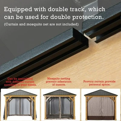 Aoodor Patio Solid Wooden Gazebo 10 X 10 Ft. Hardtop Roof For Garden 4 Aoodor Patio Solid Wooden Gazebo 10 X 10 Ft. Hardtop Roof For Garden - Image 2