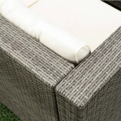 4pc Wicker Patio Seating Set With Cushions - Gray/Beige - GODEER -Sunnydaze Decor Store GUEST 1031d6c5 d106 4bf0 84cb f9f72548f41b