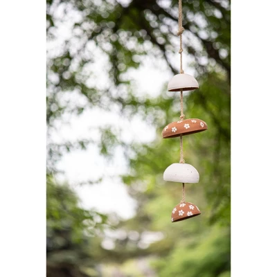 White Floral And Natural Terracotta Hanging Chime - Foreside Home & Garden 7 White Floral And Natural Terracotta Hanging Chime - Foreside Home & Garden - Image 5