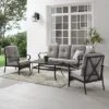 4pc Dahlia Outdoor Steel Conversation Set Taupe/Matte Black - Crosley