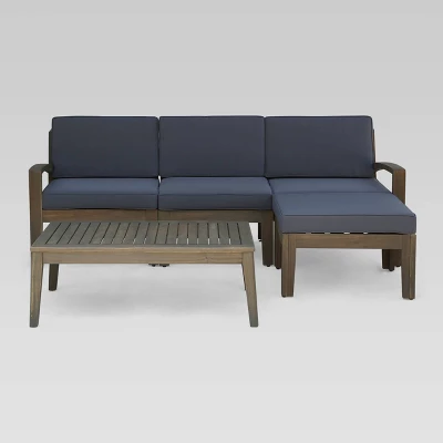 Grenada 5pc Acacia Sectional Sofa Set - Gray/Dark Gray - Christopher Knight Home 3 Grenada 5pc Acacia Sectional Sofa Set - Gray/Dark Gray - Christopher Knight Home