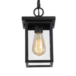 Square Glass/Metal Outdoor Pendant Lamp Black - LNC -Sunnydaze Decor Store GUEST 10e16076 fb29 4387 acbf 436cb76eb91b