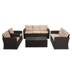 5pc Wicker Outdoor Conversation Set - EDYO LIVING -Sunnydaze Decor Store GUEST 111ed260 b1cb 4c17 b3bc bba99597e906
