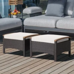 Costway Set Of 2 Patio Rattan Ottoman Footrest Cushions Wooden Handle Off WhiteBrownRedNavy 20 Costway Set Of 2 Patio Rattan Ottoman Footrest Cushions Wooden Handle Off WhiteBrownRedNavy -Sunnydaze Decor Store GUEST 118f7ad8 fef5 4ab2 9c14 9adc0c37c269