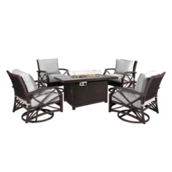 Kinger Home Novi 5-Piece Rattan Wicker Propane Fire Pit Set With An Aluminum Frame -Sunnydaze Decor Store GUEST 11fbad0c 0a3a 4d41 aaf6 dc48ab49c043