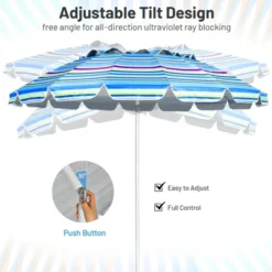 Tangkula 8 FT Patio Beach Umbrella Sun Shelter W/Sand Anchor & Tilt Air Vent For Garden Beach Backyard -Sunnydaze Decor Store GUEST 12174659 6fd0 409e 8077 495ad73b53c7