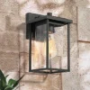 10" Metal/Seeded Glass Square Modern Outdoor Wall Light Black - LNC