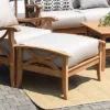 Abbington Teak Patio Ottoman With Cushion - Beige/Natural Teak - Cambridge Casual -Sunnydaze Decor Store GUEST 12644409 ffc4 4779 9e8c 17852ed2c895
