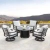 Oakland Living 5pc Swivel Rocking Aluminum Outdoor Dining Set Copper/Gray