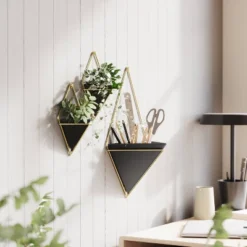 Trigg Wall Display Planter Black/Brass - Umbra -Sunnydaze Decor Store GUEST 132c6994 9e10 4f0f ba7c 974bd3294658