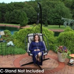 Sunnydaze Decor Sunnydaze Outdoor Olefin Hanging Hammock Chair Swing With Armrests, Side Pouch, Pillow, And Footrest - Beige -Sunnydaze Decor Store GUEST 139f0317 1be6 4b71 8f1e 8d766c60f741