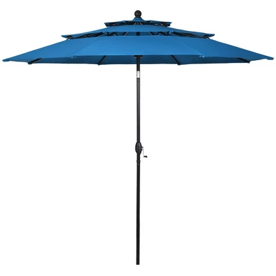 Costway 10ft 3 Tier Patio Market Umbrella Aluminum Sunshade Shelter Double Vented 5 Costway 10ft 3 Tier Patio Market Umbrella Aluminum Sunshade Shelter Double Vented - Image 3