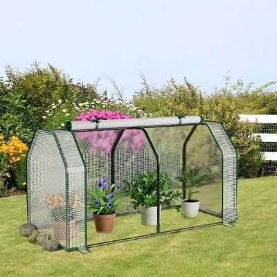 Costway 47.5''x 21.5''x 24''Portable Mini Greenhouse With 2 Zipper Doors & Ground Stakes 3 Costway 47.5''x 21.5''x 24''Portable Mini Greenhouse With 2 Zipper Doors & Ground Stakes