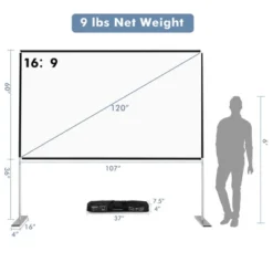 Costway 120'' Projector Screen W/ Stand 16:9 HD 4K Indoor Outdoor Projection Movie Screen