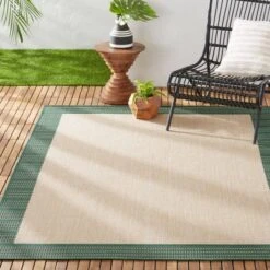 7'9" X 10'2" New York Patio Country Landry Indoor/Outdoor Rug Beige/Green - Nicole Miller -Sunnydaze Decor Store GUEST 15488ac3 c2fe 49d9 8896 0779b344c957