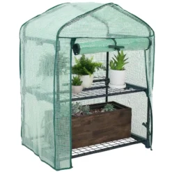 Sunnydaze Decor Sunnydaze Outdoor Portable Growing Rack 2-Tier Greenhouse With Roll-Up Door - 2 Shelves - Green -Sunnydaze Decor Store GUEST 15caa8d8 f8c3 45d1 9761 3d7d1b61d239