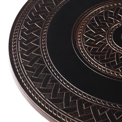 5pc Outdoor Dining Set With 34" Aluminum Round Weave Design Fire Table, Deep Seating Swivel Rocking Chairs & Covers - Oakland Living 10 5pc Outdoor Dining Set With 34" Aluminum Round Weave Design Fire Table, Deep Seating Swivel Rocking Chairs & Covers - Oakland Living - Image 8