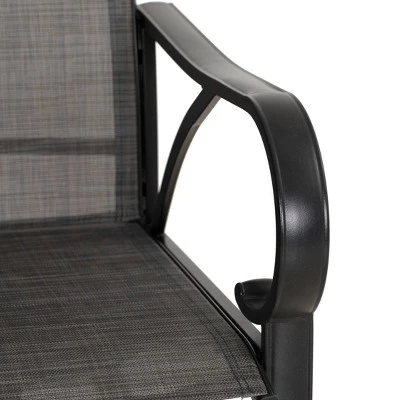 2pk Outdoor Swivel Bar Stools With Metal Frame & Sling Fabric - Captiva Designs 7 2pk Outdoor Swivel Bar Stools With Metal Frame & Sling Fabric - Captiva Designs - Image 5