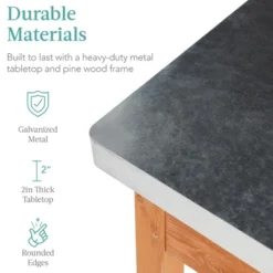 Best Choice Products Mobile Outdoor Table And Storage Cabinet W/ Hooks, 4 Wheels, Stainless Steel Top - Stained Brown -Sunnydaze Decor Store GUEST 163073ad 8a4a 4f50 a33d 0b1a8c50c5f2