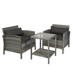 Outsunny 3 Pcs Rattan Wicker Bistro Set With Soft Cushions, Outdoor Conversation Coffee Sets With Glass Table Top And Open Storage Shelf For Patio, Backyard, Garden 15 Outsunny 3 Pcs Rattan Wicker Bistro Set With Soft Cushions, Outdoor Conversation Coffee Sets With Glass Table Top And Open Storage Shelf For Patio, Backyard, Garden -Sunnydaze Decor Store GUEST 164188e5 70e0 4643 8dc3 5ec0627657a0