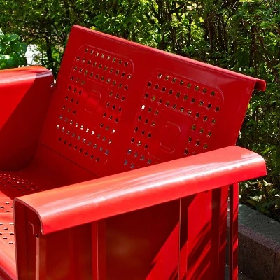 Bates Outdoor Loveseat Glider - Bright Red - Crosley 8 Bates Outdoor Loveseat Glider - Bright Red - Crosley - Image 6