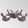 Julian 5pc Faux Wicker Swivel Club Chair & Square Fire Pit Set - Dark Brown/Dark Gray - Christopher Knight Home -Sunnydaze Decor Store GUEST 16b8ab8f f9f2 4006 a34c 15d158ee2740