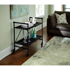 Indoor/Outdoor Folding Serving Cart With Wheels & Shelves - Black - Room & Joy -Sunnydaze Decor Store GUEST 1705fe59 c5b0 47c8 be8c a51406ef66e9