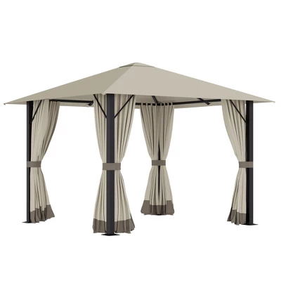 Outsunny Patio Gazebo Outdoor Canopy Shelter With Sidewalls, Vented Roof, Aluminum Frame For Garden, Lawn, Backyard And Deck 8 Outsunny Patio Gazebo Outdoor Canopy Shelter With Sidewalls, Vented Roof, Aluminum Frame For Garden, Lawn, Backyard And Deck - Image 6