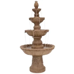 Sunnydaze Decor Sunnydaze 52"H Electric Fiberglass And Resin 4-Tier Pineapple Top Outdoor Water Fountain -Sunnydaze Decor Store GUEST 174645e3 c0d1 440d a948 554ecf724b8f