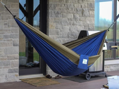 The Hamptons Collection 128" Blue And Dark Green Heavy Duty Lightweight Traveler’s Nylon Hammock 3 The Hamptons Collection 128" Blue And Dark Green Heavy Duty Lightweight Traveler’s Nylon Hammock