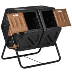 Outsunny Rotating Composter, 34.5 Gallon Dual Chamber Compost Bin With Ventilation Openings And Steel Legs -Sunnydaze Decor Store GUEST 1787cd62 d5ba 4e61 a68d 8e44cd6b2a70