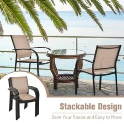 Tangkula 4PCS Outdoor Dining Chairs Stackable Chairs W/Armrests & Breathable Fabric For Balcony Garden & Patio 13 Tangkula 4PCS Outdoor Dining Chairs Stackable Chairs W/Armrests & Breathable Fabric For Balcony Garden & Patio -Sunnydaze Decor Store GUEST 17c67ca8 dfe5 41e5 b985 80ab1dc01786