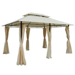 Outsunny 10' X 13' Outdoor Soft Top Gazebo Pergola With Curtains, 2-Tier Steel Frame Gazebo For Patio -Sunnydaze Decor Store GUEST 181de800 2964 40e8 b3cc ca16c1fa39a9