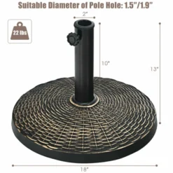 Tangkula 18" Patio Resin Umbrella Base, 24 LBS Outdoor Heavy Duty Round Umbrella Base