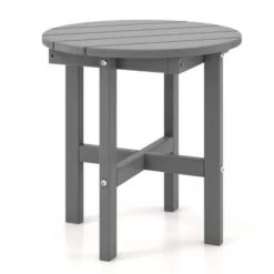 Costway Patio 18'' Adirondack Round Side Table All Weather HDPE End Table Outdoor Grey -Sunnydaze Decor Store GUEST 18713e99 426d 43de 85b1 70e868efafaa