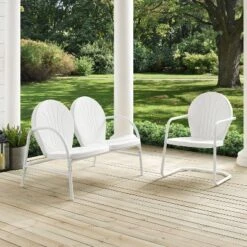 Griffith 2pc Outdoor Seating Set - White - Crosley -Sunnydaze Decor Store GUEST 18b2a68a 7cf7 4cce ab4d 686690459ec9
